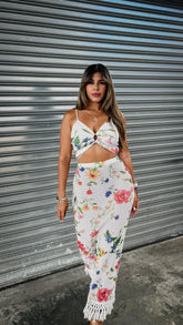 “IRENE” FLORAL PRINT TOP & MIDI SKIRT SET
